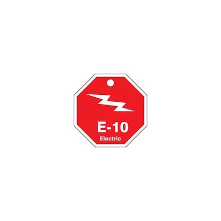 Accuform Energy Source ID Tag, E-10 ELECTRIC, 2.5in x 2.5in, Adhesive Dura-Poly, 5PK TDK310XVM
